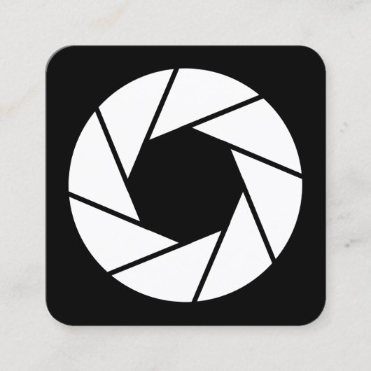 Blende - Weiß auf Schwarz Quadratische Visitenkarte (Vorderseite)