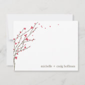 Blende Zweige Flat Dankeschön Karte - Cerise (Vorderseite)