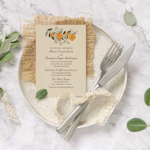 Blended Families Beige Floral Wedding Einladung