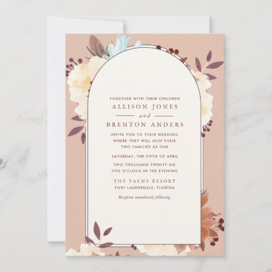 Blended Families Botanischer Herbst Floral Einladung (Vorderseite)