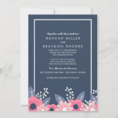 Blended Families Brilliant Blue Floral Wedding Einladung (Vorderseite)
