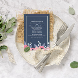 Blended Families Brilliant Blue Floral Wedding Einladung