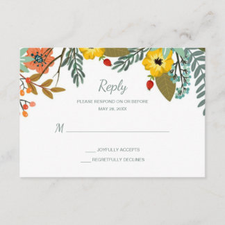 Blended Families Garden Floral Wedding RSVP Karte