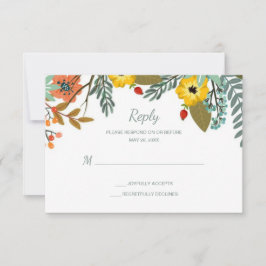 Blended Families Garden Floral Wedding RSVP Karte