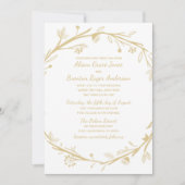 Blended Families Gold Wreath Wedding Einladung (Vorderseite)
