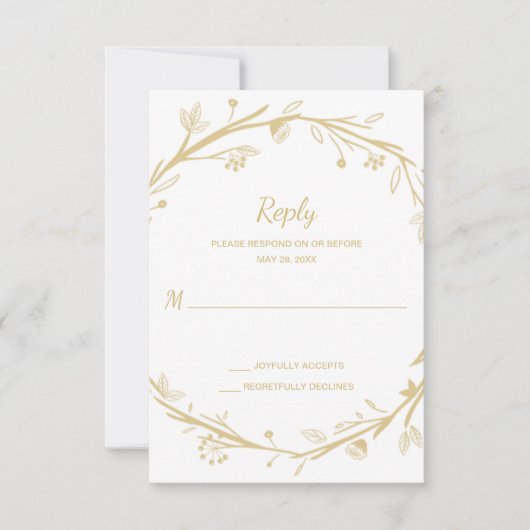 Blended Families Gold Wreath Wedding RSVP (Vorderseite)