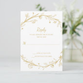 Blended Families Gold Wreath Wedding RSVP (Stehend Vorderseite)