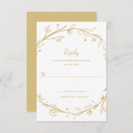 Blended Families Gold Wreath Wedding RSVP (Vorne/Hinten)