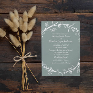 Blended Families Green Wreath Wedding Einladung