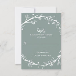 Blended Families Green Wreath Wedding RSVP