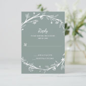 Blended Families Green Wreath Wedding RSVP Karte (Stehend Vorderseite)