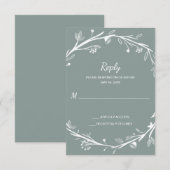 Blended Families Green Wreath Wedding RSVP Karte (Vorne/Hinten)