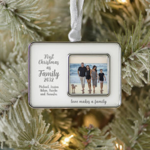 Blended Family 1. Weihnachtsfeiertag Personalisier Rahmen-Ornament Silber