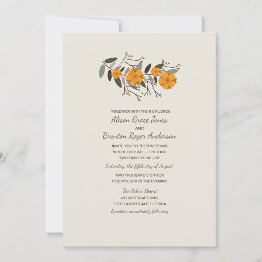 Blended Family Beige Blues Hochzeitseinladung Einladung (Vorderseite)