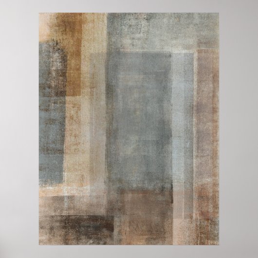 'Blended' Graues und Beige Abstrakt Art Poster (Vorne)