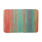 Blended Lines Türkisblaues Korallenrot Streifen Badematte (Vorderseite)