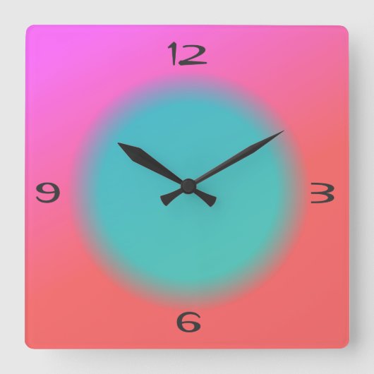 Blended Pink Orange, Green Center>Kitchenuhr Quadratische Wanduhr (Vorderseite)