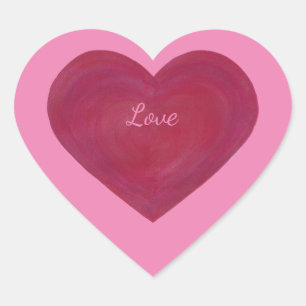 Blended Red and Pink Frosty Look Heart Stickers