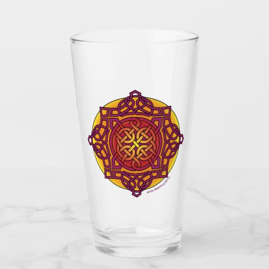 Blended Red Celtic Knot Glass Glas (Vorderseite)