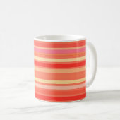 Blended Stripes, Farbtöne von Korallenorange Kaffeetasse (VorderseiteRechts)