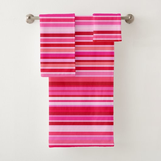 Blended Stripes, Fuchsia, Maroon und Pink Badhandtuch Set (Insitu)