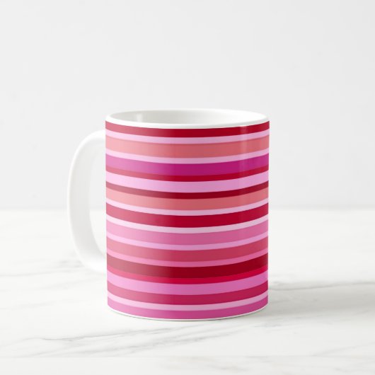 Blended Stripes, Fuchsia, Maroon und Pink Kaffeetasse (Vorderseite Links)