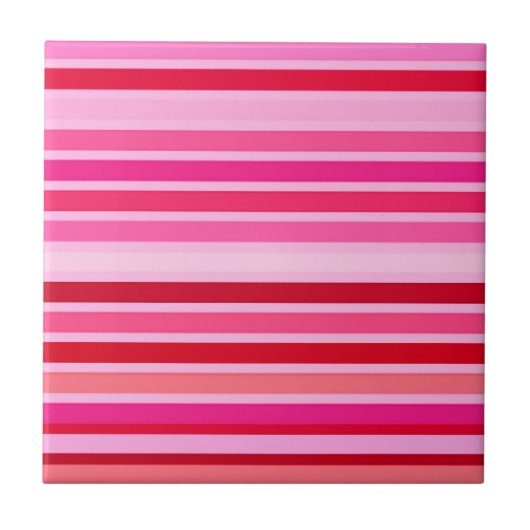 Blended Stripes, Fuchsia, Maroon und Rosa Keramik Fliese (Vorderseite)