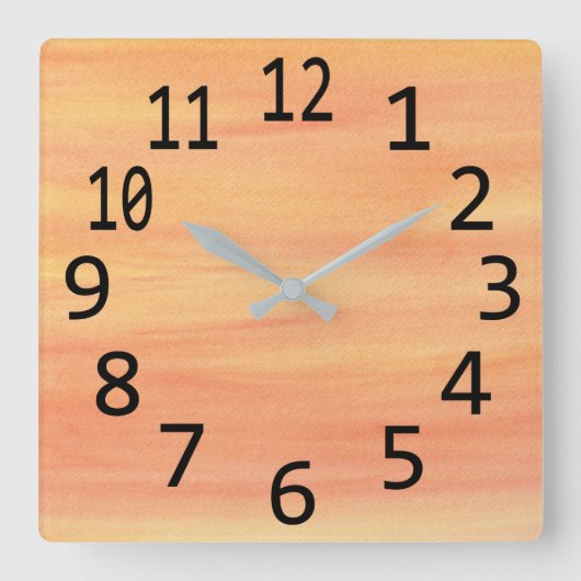 Blended Yellow Orange Sunset Wisset Wall Clock Quadratische Wanduhr (Vorderseite)