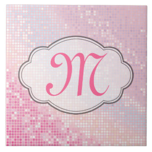 Blenden Glitzer Girly Pink Monogram Display Tile Fliese