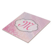 Blenden Glitzer Girly Pink Monogram Display Tile Fliese (Seite)