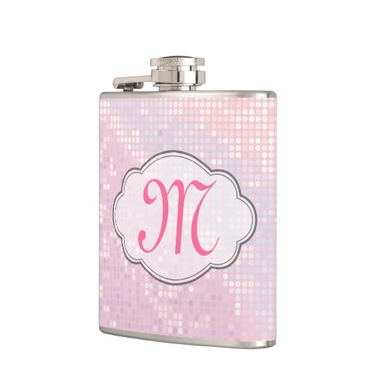 Blenden Glitzer Girly Pink Monogram Whiskey Flask Flachmann (Links)