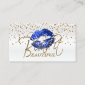 Blenden Sie es schöne Gold Confetti & Blue Lippen  Visitenkarte (Vorderseite)