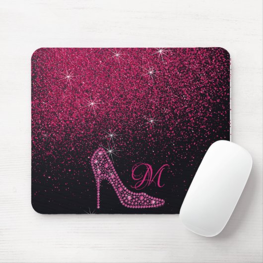 Blenden Sparkle Diamond Glitzer High Heels Pink Mousepad (Mit Mouse)