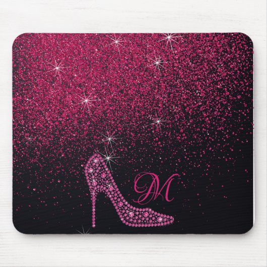Blenden Sparkle Diamond Glitzer High Heels Pink Mousepad (Vorne)