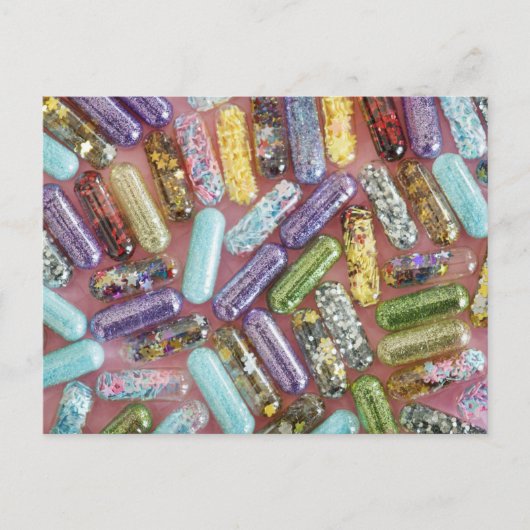 Blenden von Glitzer Pillen Muster Postkarte (Vorderseite)