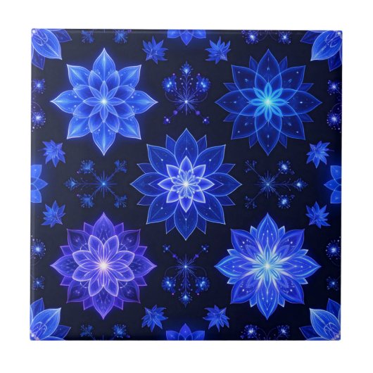 Blendenblauer Lila Blumenstrauß Fliese (Vorderseite)