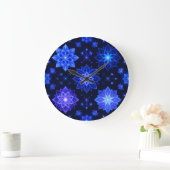 Blendenblauer Lila Blumenwall-Uhr Große Wanduhr (Zuhause)