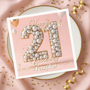 Blendend rosa und perlenes Gold zum 21. Geburtstag Serviette