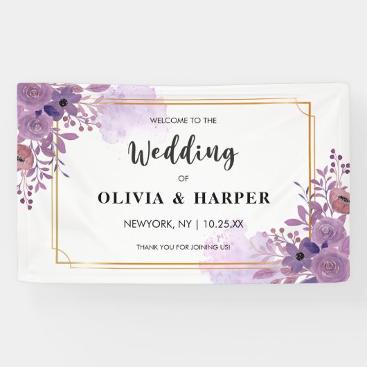 Blendende Amethyst-Vintage goldene Rahmen Banner (Horizontal)