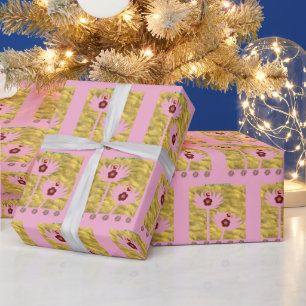 Blendende Blumenmode in Rosa Geschenkpapier