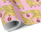 Blendende Blumenmode in Rosa Geschenkpapier (Rolleneckpunkt)
