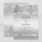 Blendende Silber-Glitzer Hochzeit Einladung (Vorne/Hinten)