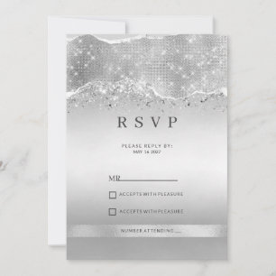 Blendende Silber-Glitzer-RSVP Einladung