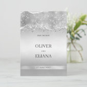 Blendender silberner Glitter Save-the-Date-Karten Einladung (Stehend Vorderseite)