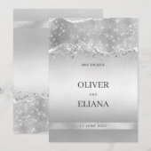 Blendender silberner Glitter Save-the-Date-Karten Einladung (Vorne/Hinten)