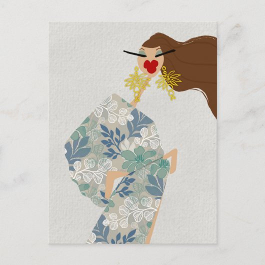 Blendender Stil Glamour Mode Kunst Postkarte (Vorderseite)