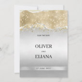 Blendendes Silber-Gold-Funkeln-Glitzer Save the Da Einladung (Vorderseite)