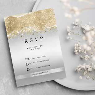 Blendendes Silber und Gold funkeln glitzernde RSVP Einladung