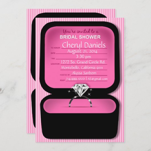 Blendenring-Box-Brautparty rosa Einladung (Vorne/Hinten)