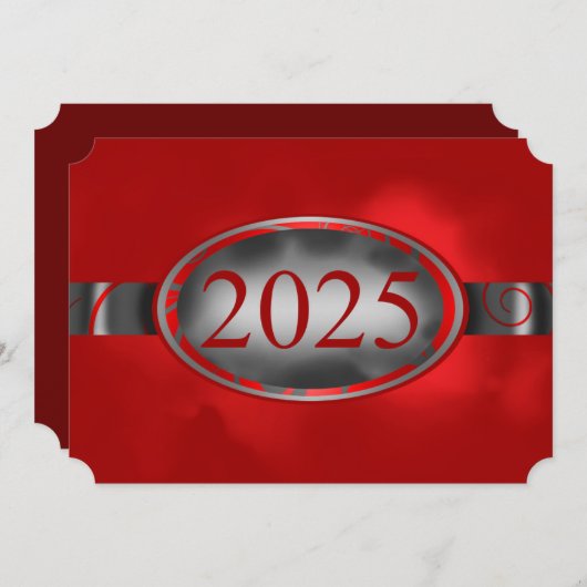 Blendentaste 2025: Red & Silver Einladung (Vorne/Hinten)